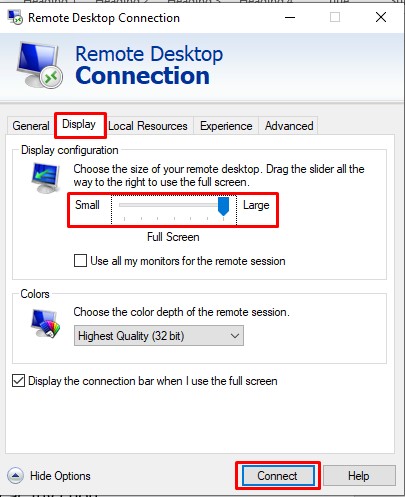 change the VPS Windows screen resolution