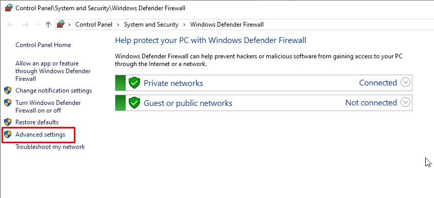 Windows Defender Firewall