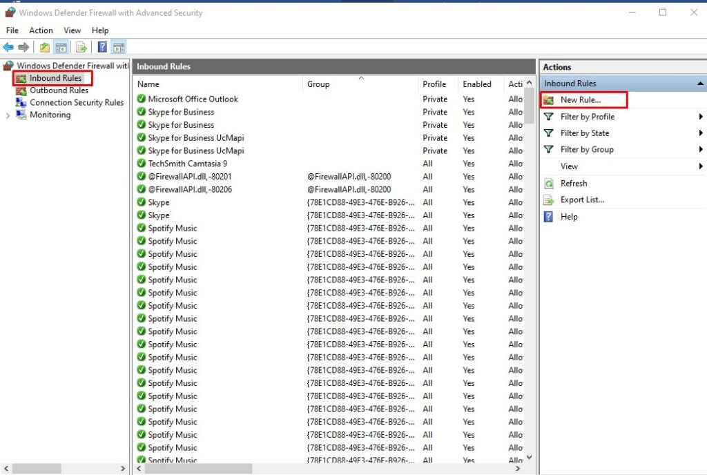 open Port with Windows Firewall