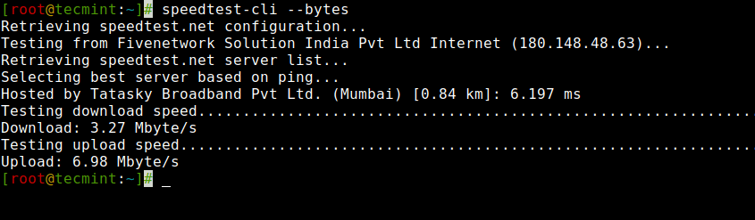 Check network speed