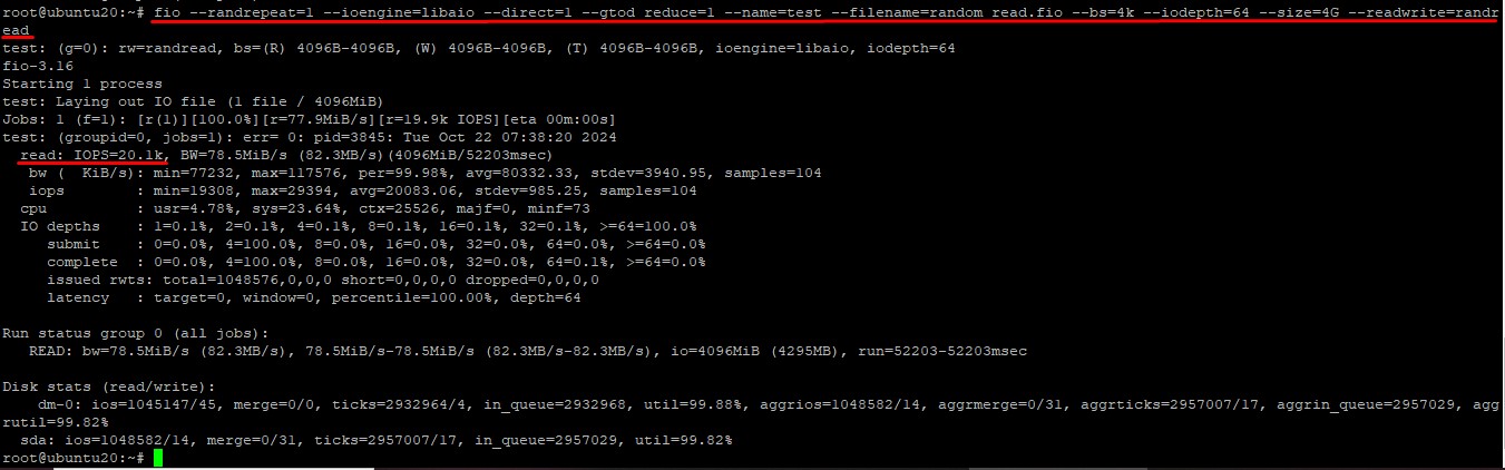 Check the read and write speed of VPS Ubuntu 20.04 hard drive with Fio