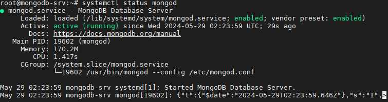 systemctl status mongod