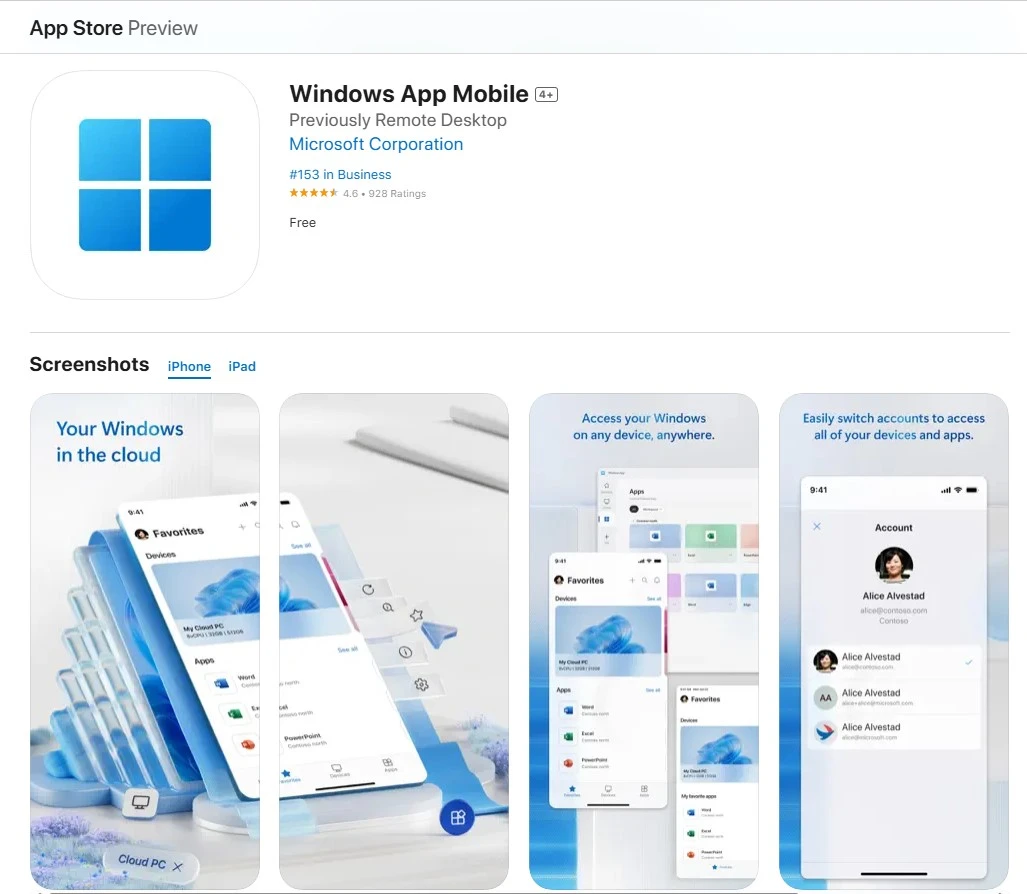 windows app mobile