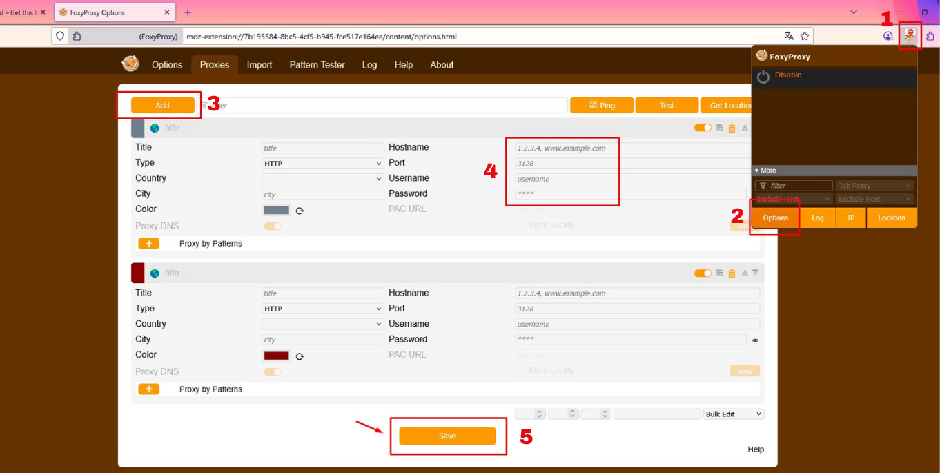 Enter Proxy Information