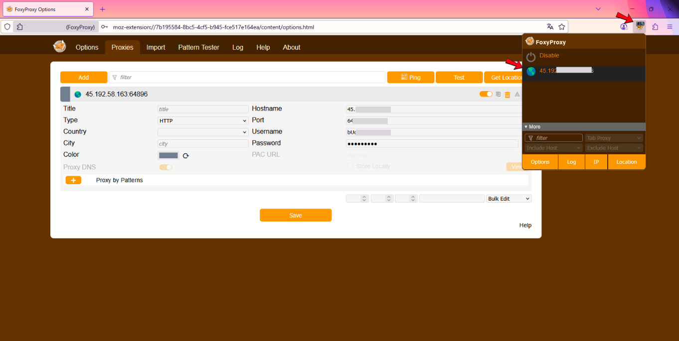Select Your Configured Proxy